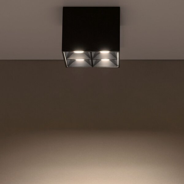 LED Deckenleuchte Schwarz Aluminium 3000 K eckig B:8 cm