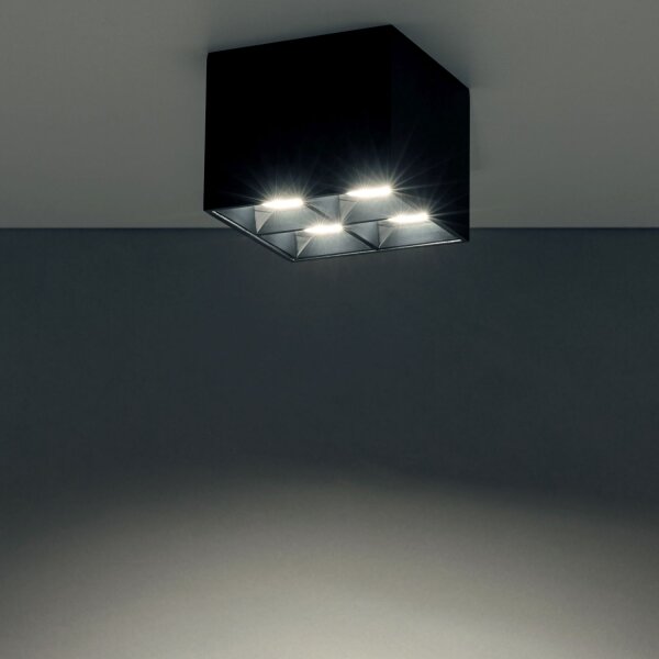 LED Deckenlampe Schwarz 4000 K eckig B:8 cm Modern