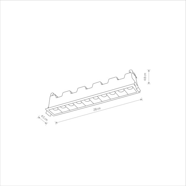 LED Einbauspot Weiß Alu 3000 K lang L:28 cm Modern