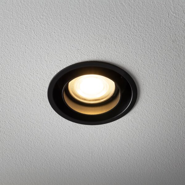 Einbauspot Schwarz Stahl GU10 B:8 cm verstellbar rund