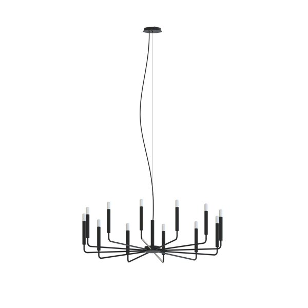 Kronleuchter XXL Schwarz Stahl E14 Kerzen B:103 cm