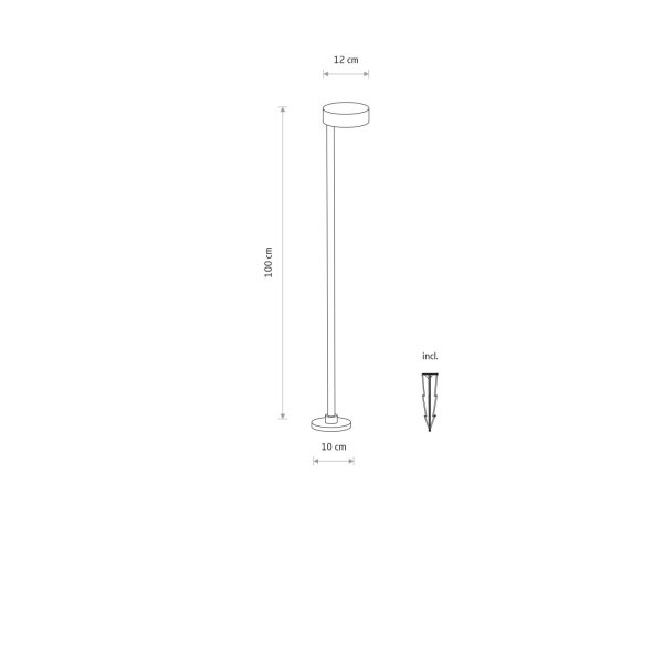 LED Wegeleuchte Schwarz Erdspieß IP54 3000 K 100 cm