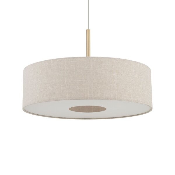 Pendelleuchte Gold Creme Stoff E27 L:65 cm rund Modern