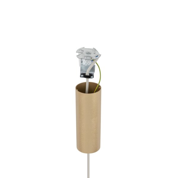 Pendelleuchte Gold Creme Stoff E27 L:65 cm rund Modern