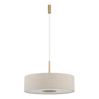 Pendelleuchte Gold Creme Stoff E27 L:65 cm rund Modern