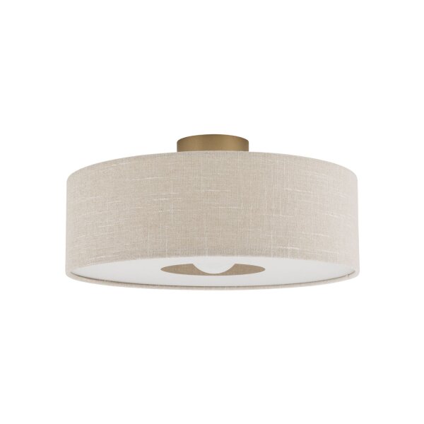 Deckenleuchte Gold Creme E27 Ø50 cm rund Modern Stoff