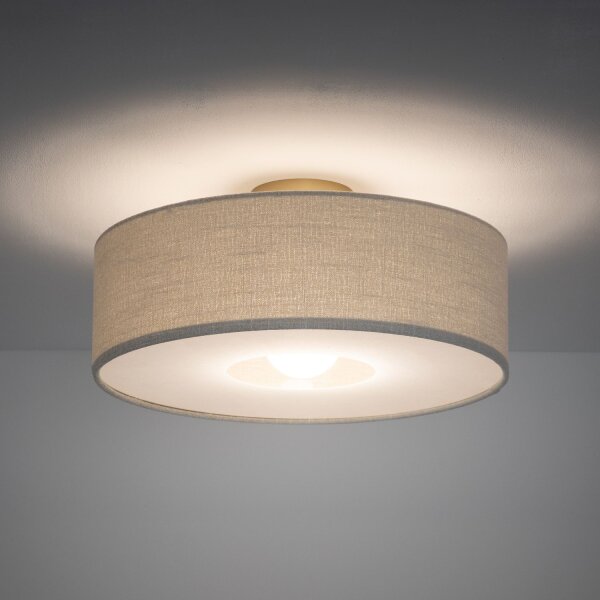 Deckenleuchte Gold Creme E27 Ø50 cm rund Modern Stoff