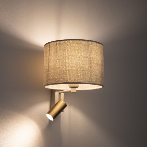 Wandlampe Gold Creme flexibel GU10 E27 B:23 cm Schalter