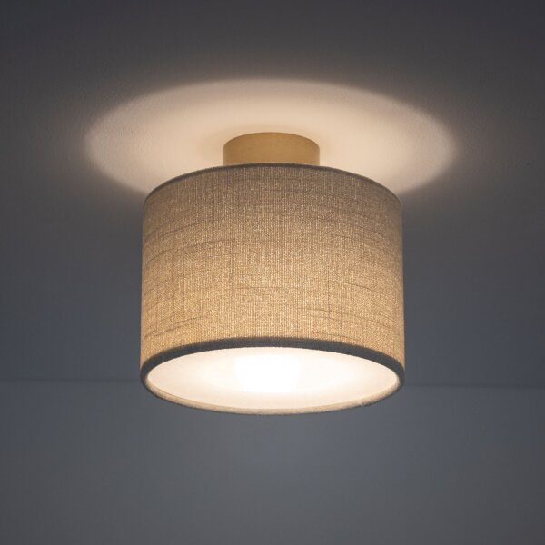 Deckenlampe Stoff Gold Creme E27 Ø23 cm rund blendarm