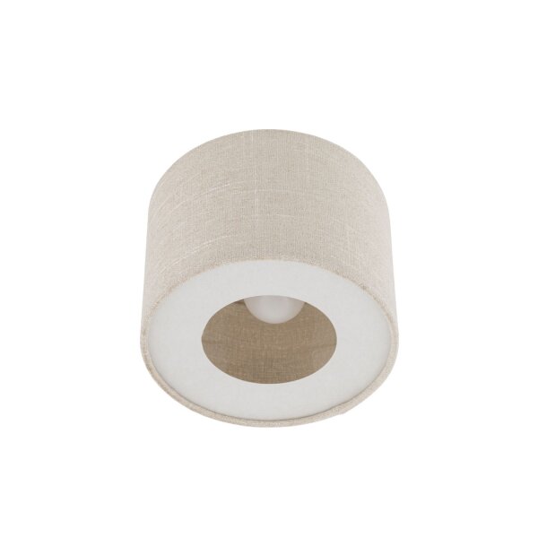 Deckenlampe Stoff Gold Creme E27 Ø23 cm rund blendarm