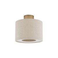 Deckenlampe Stoff Gold Creme E27 Ø23 cm rund blendarm