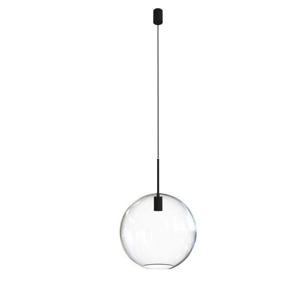 Hängelampe Glasschirm klar Schwarz E27 rund Ø35 cm