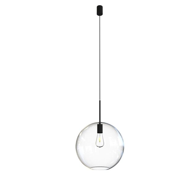 Hängelampe Glasschirm klar Schwarz E27 rund Ø35 cm