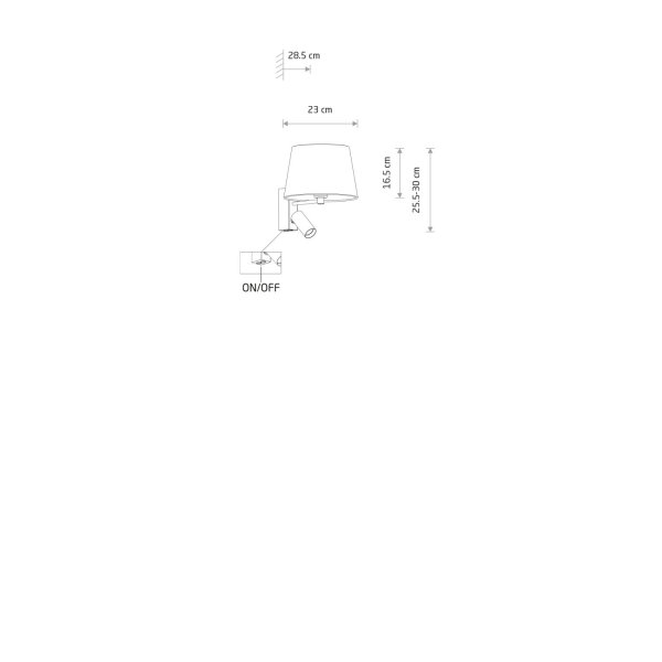 Wandlampe Stoff Grau Schalter E27 GU10 B:23 cm flexibel
