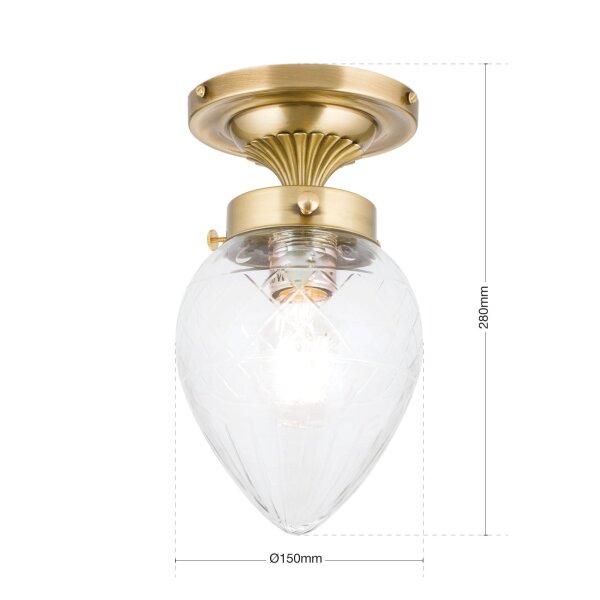 Deckenleuchte Glas Messing E27 rund D: 15 cm in Bronze