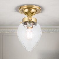 Deckenleuchte Glas Messing E27 rund D: 15 cm in Bronze