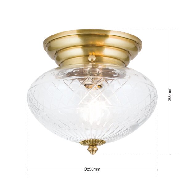 Deckenlampe Messing Glas D: 25 cm rund in Bronze E27