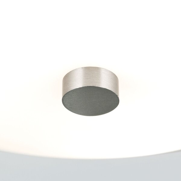 Deckenlampe Metall Glas D: 39,5 cm Nickel matt Weiß E27