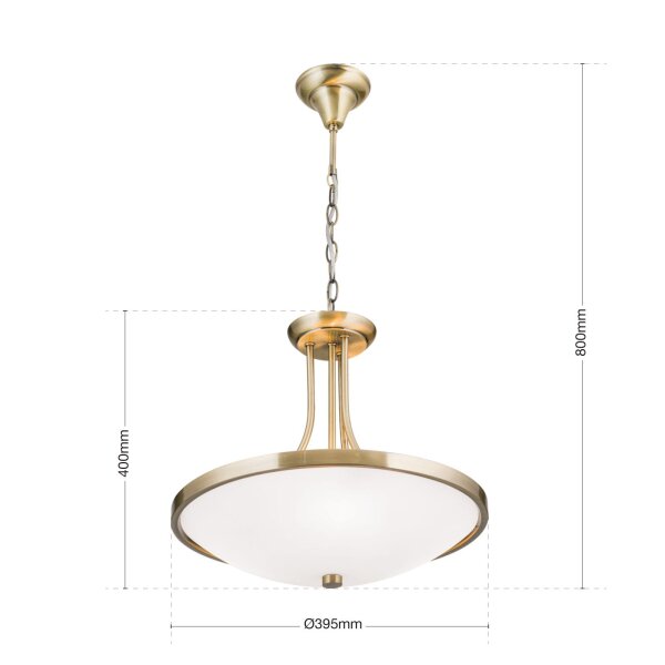 Hängeleuchte Glas Metall E27 rund Ø 39,5 cm 3-flammig