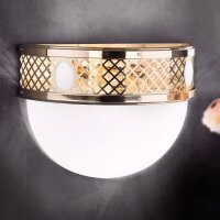 Wandlampe Glas Metall E27 B: 40 cm 3-flammig Jugendstil