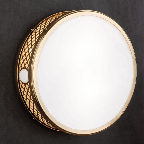 Deckenleuchte Glas Metall E14 D: 40 cm 2-flammig rund