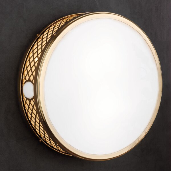 Deckenleuchte Glas Metall E14 D: 40 cm 2-flammig rund