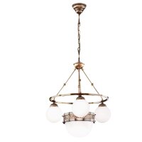 Pendelleuchte Echt-Messing Glas 60 cm breit E14 ALWIN