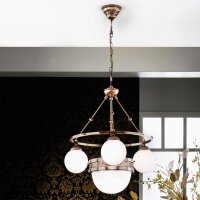Pendelleuchte Echt-Messing Glas 60 cm breit E14 ALWIN