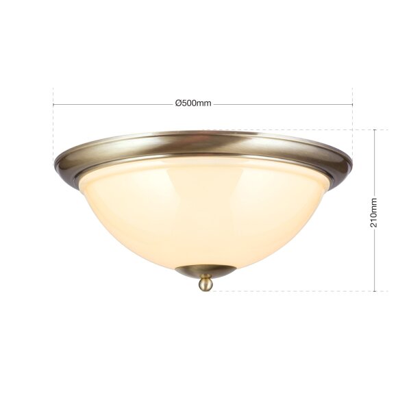 Deckenleuchte Messing Glas E27 rund D: 50,8 cm AMALIA