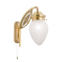 Wandlampe mit Schalter Echt-Messing Glas H: 25 cm E27