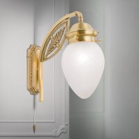 Wandlampe mit Schalter Echt-Messing Glas H: 25 cm E27