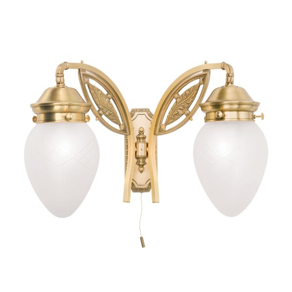 Wandlampe Glas Messing massiv E27 B: 40 cm mit Schalter