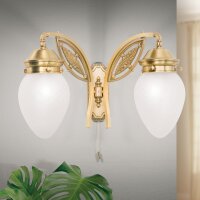 Wandlampe Glas Messing massiv E27 B: 40 cm mit Schalter
