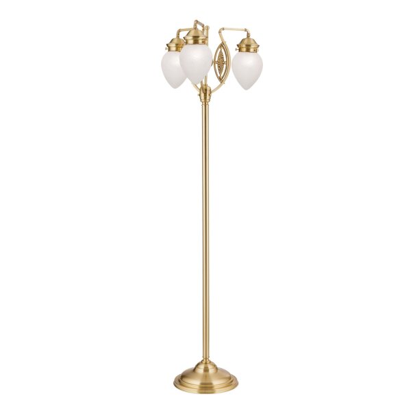 Stehlampe Messing massiv Glas 160 cm in Bronze Weiß E27