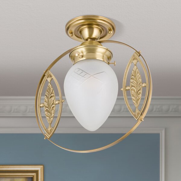 Deckenleuchte Messing massiv Glas D: 25 cm E27 rund