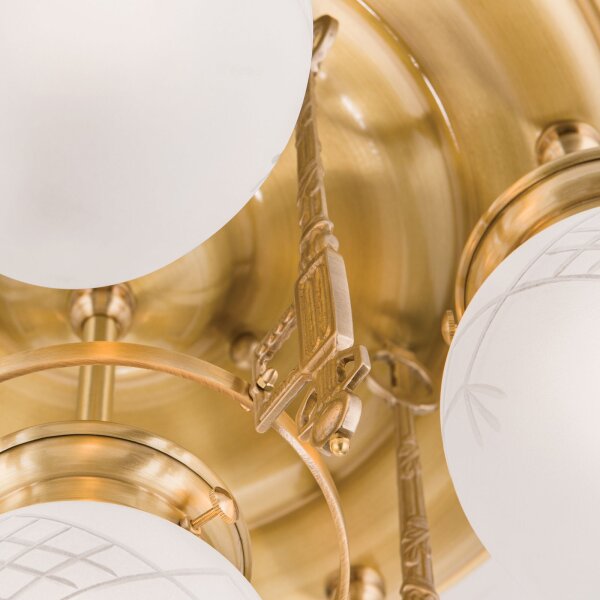 Deckenlampe Glas Echt-Messing E27 D: 50 cm rund