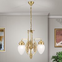 Hängelampe Glas Messing massiv E27 B: 45 cm 3-flammig