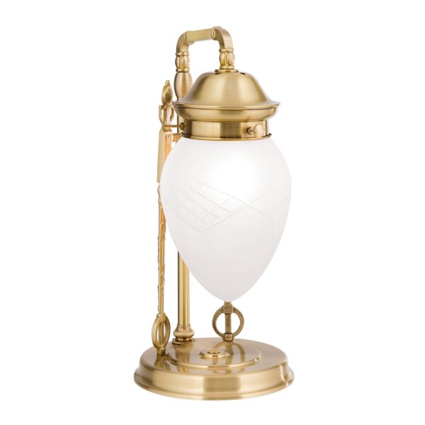 Tischlampe Glas Messing E27 35 cm hoch in Bronze Weiß