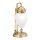 Tischlampe Glas Messing E27 35 cm hoch in Bronze Weiß