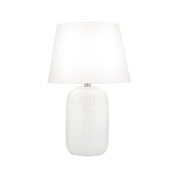 Nachttischlampe Keramik Stoff 51 cm Weiß Creme E27