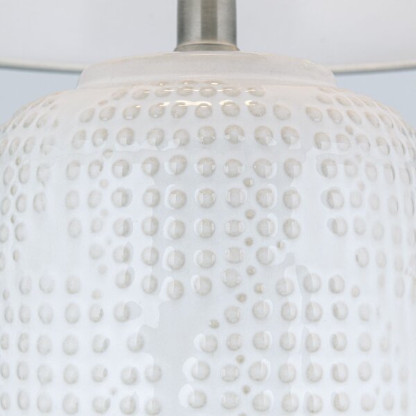 Nachttischlampe Keramik Stoff 51 cm Weiß Creme E27