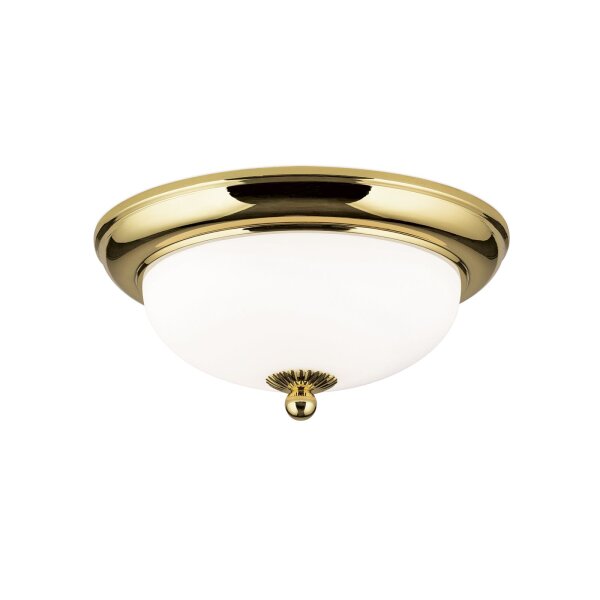 Deckenlampe Metall Glas D: 26,5 cm in Gold Weiß E14