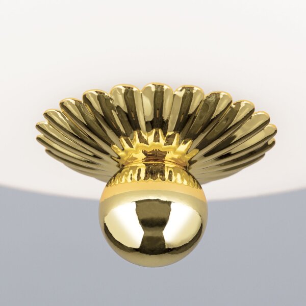 Deckenlampe Metall Glas D: 26,5 cm in Gold Weiß E14
