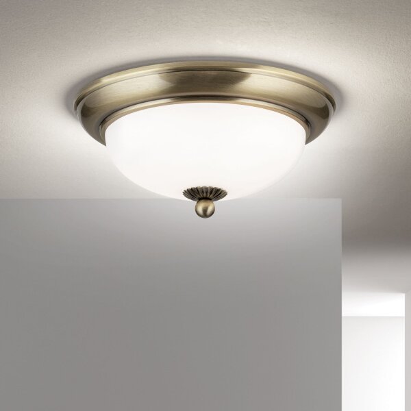 Deckenlampe Metall Glas E14 D: 26,5 cm 2-flammig rund