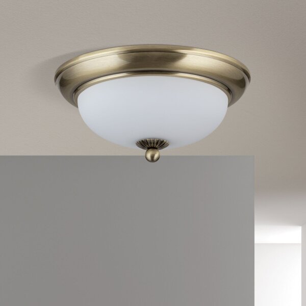 Deckenlampe Metall Glas E14 D: 26,5 cm 2-flammig rund
