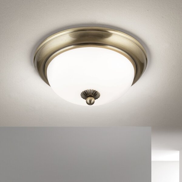 Deckenlampe Metall Glas E14 D: 26,5 cm 2-flammig rund