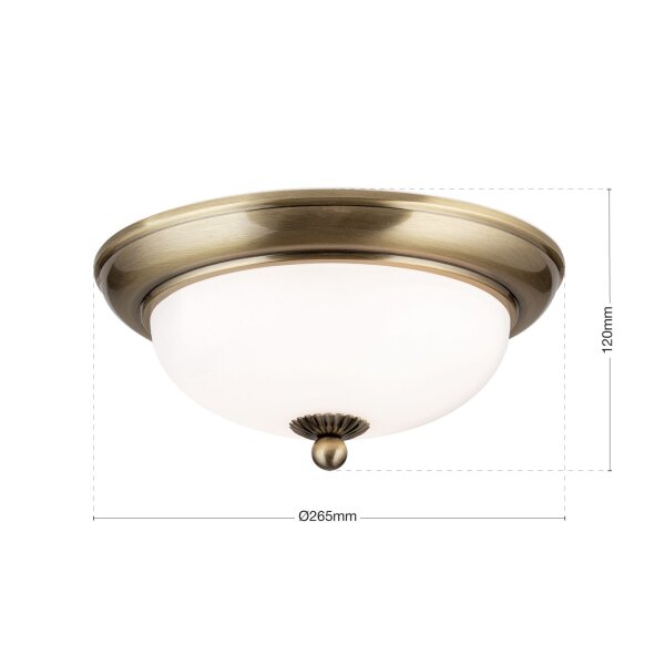 Deckenlampe Metall Glas E14 D: 26,5 cm 2-flammig rund