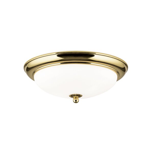 Deckenlampe Metall Glas E27 D: 35,5 cm in Gold Weiß