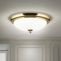 Deckenlampe Metall Glas E27 D: 35,5 cm in Gold Weiß