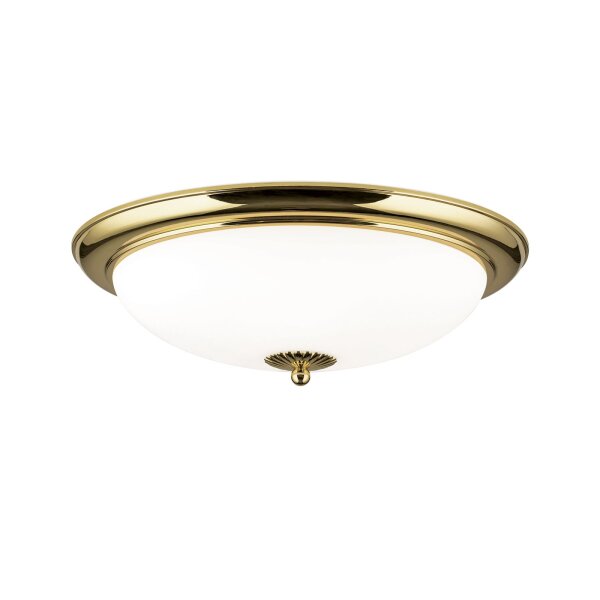 Deckenleuchte Metall Glas rund Ø 48 cm in Gold Weiß E27